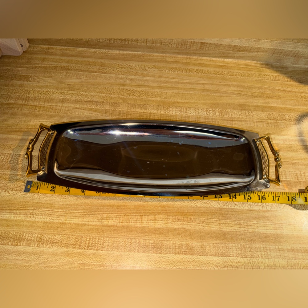 Silver serving tray made in the USA parties home decor kitchen